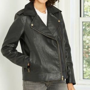 Women’s Black Faux Leather Moto Jacket